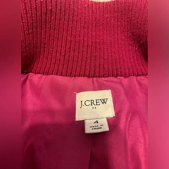 J Crew Village Coat 4 Zip Up Pink Wool Blend Jacket Mock Neck Collar Classic - Picture 10 of 16